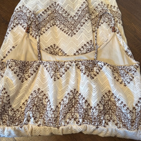 Venus Boho Crochet Maxi Dress Women’s XL Cream Brown Sleeveless Resort Dress - Picture 7 of 8